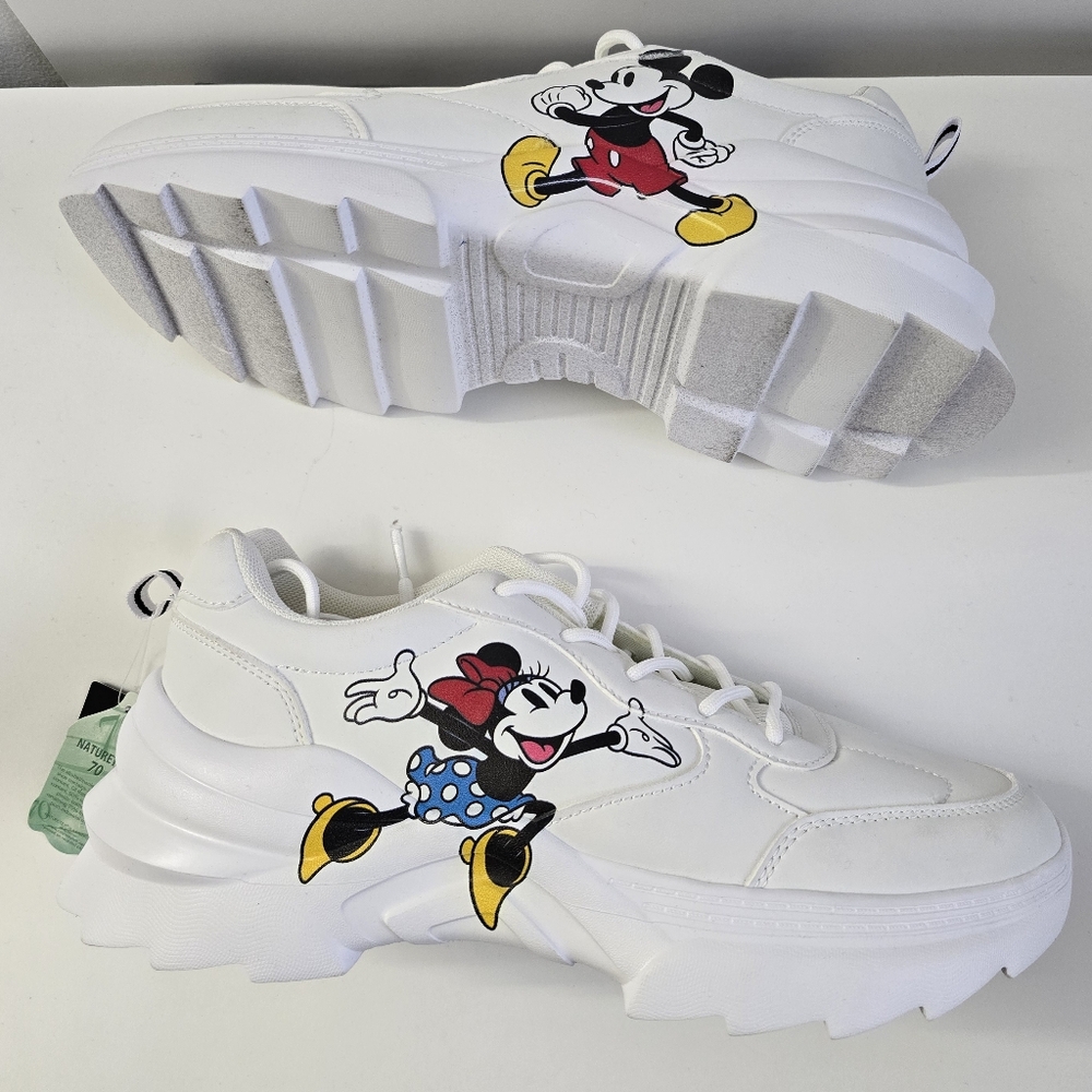 Size 10 - Disney Minnie Mouse and Mickey Mouse White Shoes - Picture 6 of 15
